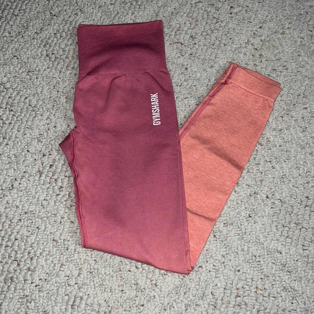 pink to coral ombré leggings